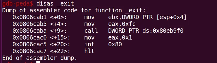Assembly Of Exit function Syscall
