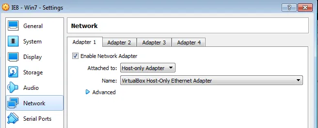 Network configuration of Victim VM.