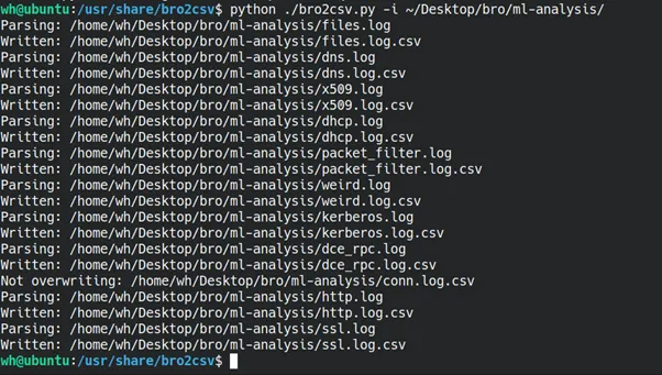 bro2csv.py -i <.log files directory path>