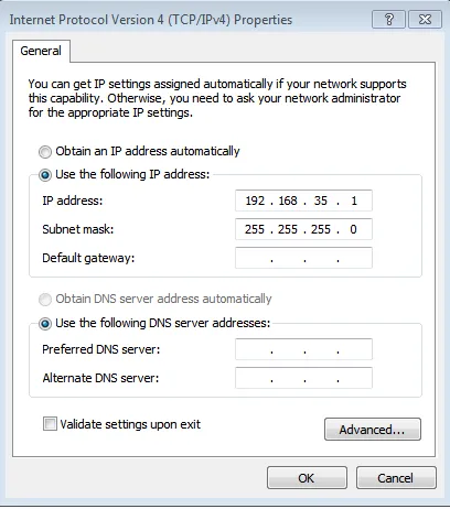 Host machine adapter setting