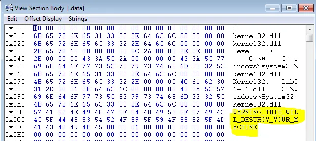 String info in sample file