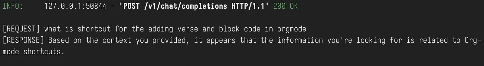 Sample Interaction Between Emacs And LLM via Uvicorn Server